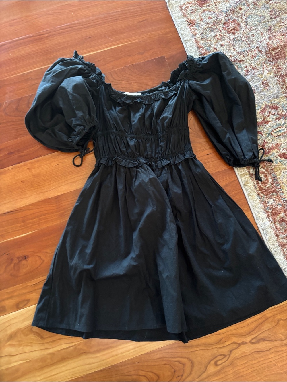 House of Harlow 1960 Black Ruffled Neckline Mini Dress